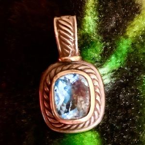David Yurman  blue topaz 14k and sterling pendant